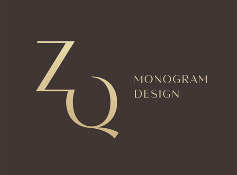 ZQ letter logo icon design. Classic style luxury initials monogram.