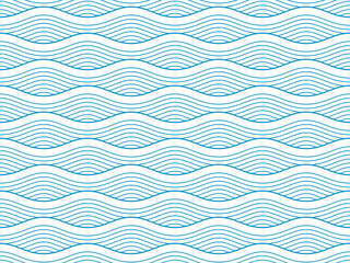 Seamless pattern with blue waves