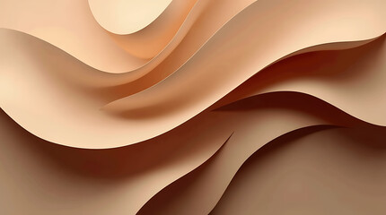 This image showcases a dynamic abstract design featuring flowing, overlapping layers of a warm beige color