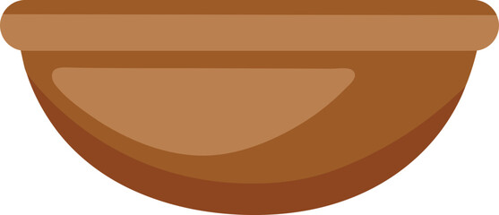 Isolated Clay Bowl Flat Icon in Brown Color.