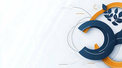 Obraz premium Abstract Blue Orange Papercut Circles Leaves Background Website Banner.