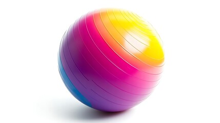 Obraz premium A brightly colored fitness ball isolated on a bright white background, ideal for health and wellness themes 
