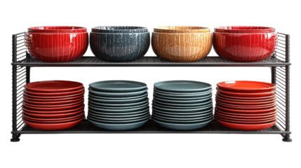 stack of plates and bowls on a white background