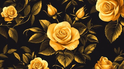 Golden Roses Floral Pattern Elegant Design