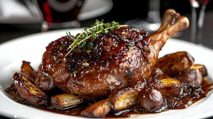 Roasted Chicken with Red Wine Sauce and Roasted Vegetables