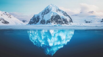 Obraz premium Melting iceberg in antarctica global warming impact nature scene icy waters dramatic sky view