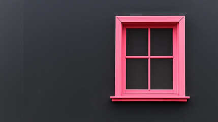 Obraz premium modern pink window on black house facade