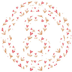 Stylized floral print featuring hearts on fabric for unique wrapping and packaging needs