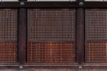  Japanese wooden shrine temple wall panel grid style old ancient texture pattern for background © Quality Stock Arts