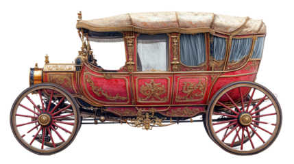 vintage red  car isolated on white background