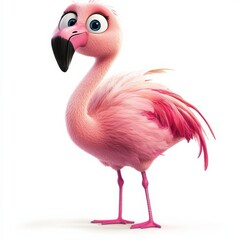 Fototapeta premium cartoon flamingo standing on white background