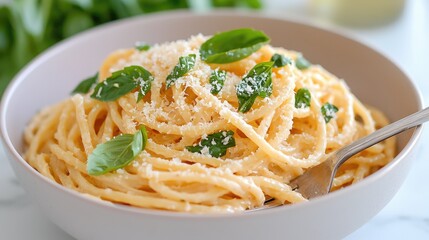 Creamy Pasta with Basil and Parmesan Cheese