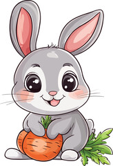 Cute rabbit with love heart Mascot style cartoon vector