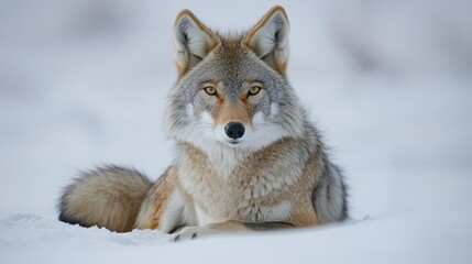 Obraz premium coyote lying in the snow