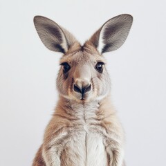 portrait of a kangaroo against a white background