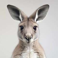Fototapeta premium close up of a kangaroo face on a plain background