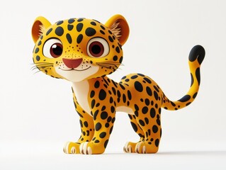 Obraz premium a cartoon leopard with black spots standing on a white background
