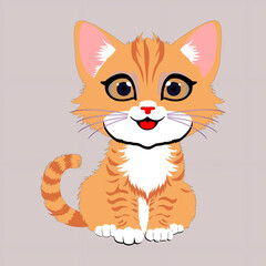 Cute vector illustration of an adorable kitten with big, sparkling eyes