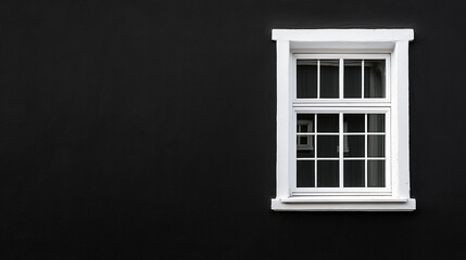 Fototapeta premium white window on black house facade