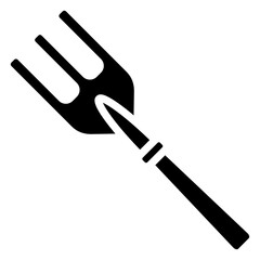 Rake Icon, Black And White Glyph Icon Symbol