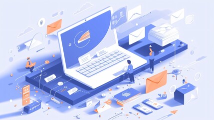 Email Marketing Isometric Concept for Mail Automation Strategies
