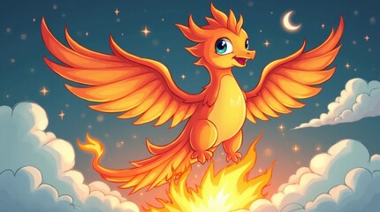 Fototapeta premium Magical Phoenix Rising from Flames