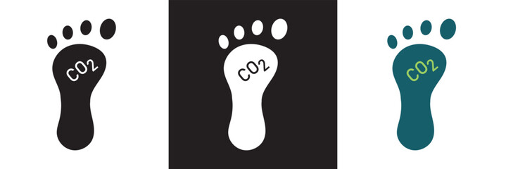 Carbon footprint icon in three color. Vector illustration. isolated on white and black background. EPS 10