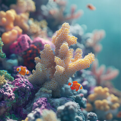 Macro Shot of Coral Reef with Marine Life