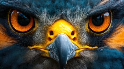 Intense Gaze: A Close-Up of a Majestic Raptor's Piercing Eyes and Powerful Beak
