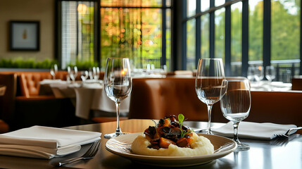 Fototapeta premium Savor the Moment: A Gourmet Mashed Potato and Mushroom Dish