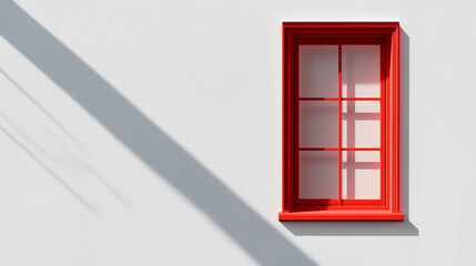 Obraz premium red window on white house facade
