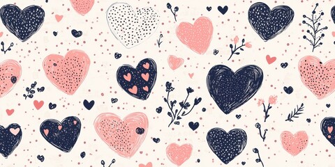 Colorful heart patterns digital art romantic design creative space