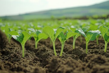 young green seedlings in a field