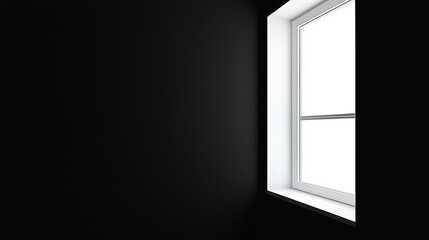 empty black room with white window