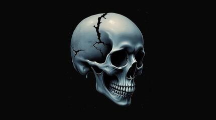 Fototapeta premium Fragmented Human Skull with a Disturbing Detail