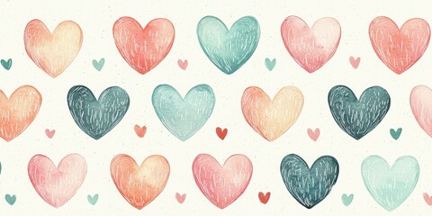 Colorful heart patterns digital art creative design warm theme