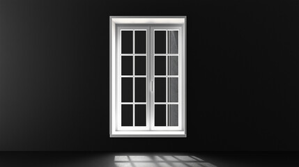 Obraz premium white window on black house facade