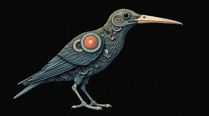 Obraz premium Intricate Mechanical Bird Illustration