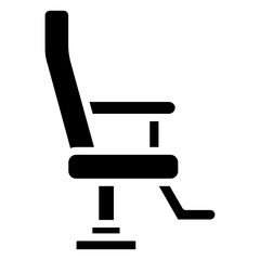 Barber Chair Glyph Icon, Black And White Glyph Icon Symbol