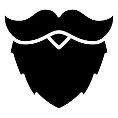 Beard Icon, Black And White Glyph Icon Symbol