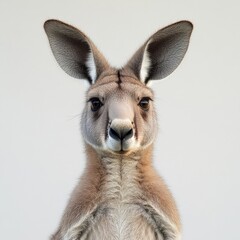 Fototapeta premium close-up of a kangaroo's face against white backdrop