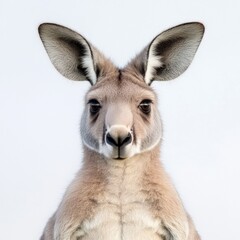 Fototapeta premium Close-up portrait of a kangaroo against a white background