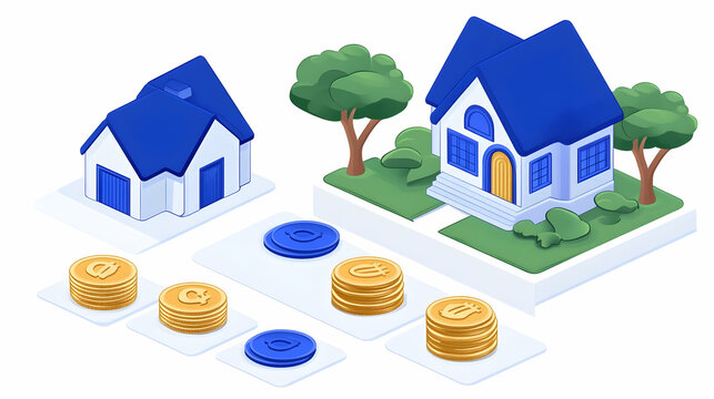 Isometric House Growth 3D Illustration