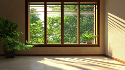 Fototapeta premium room with window , plants in pot