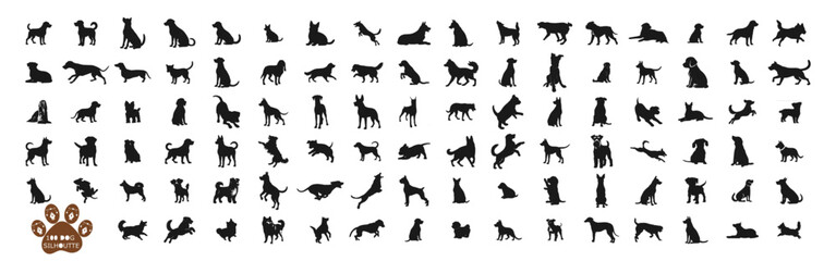 Discover a unique collection of 100 dog breed silhouette designs, perfect for crafting, decorating, or gifting