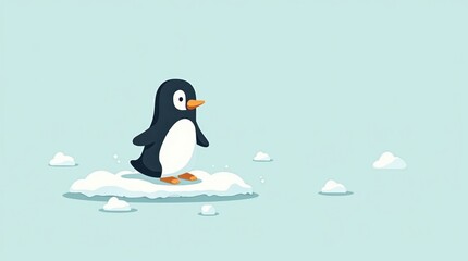 Obraz premium Cheerful Penguin Sliding on Ice