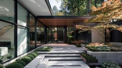 luxury villa with pool and garden and beautiful entrance 