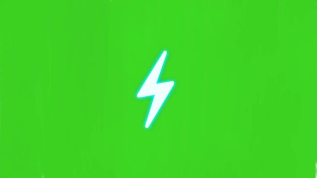flash thunder storm bolt animation on green screen or transparent background 