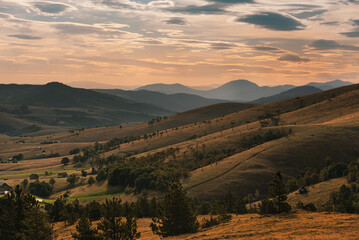 Zlatibor Mountain Panoramic Landscape in Sunrise