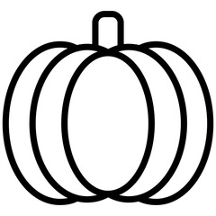 Pumpkin Icon, Black And White Outline Icon Symbol
